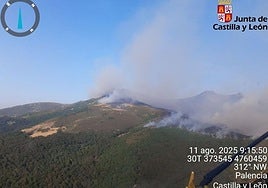Imagen del incendio en la zona de Resoba tomada por los servicios de la Junta de Castilla y León.