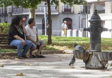 Lecturas a la sombra, abanicos y fuentes para combatir el calor en Valladolid: «Estamos hartos»