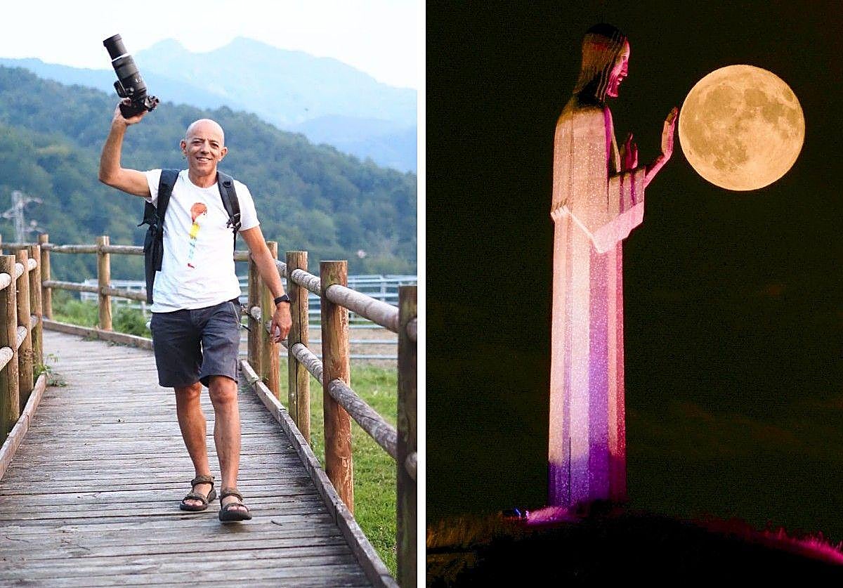 Juanka Casado, con su cámara fotográfica. A la derecha, la imagen capturada.