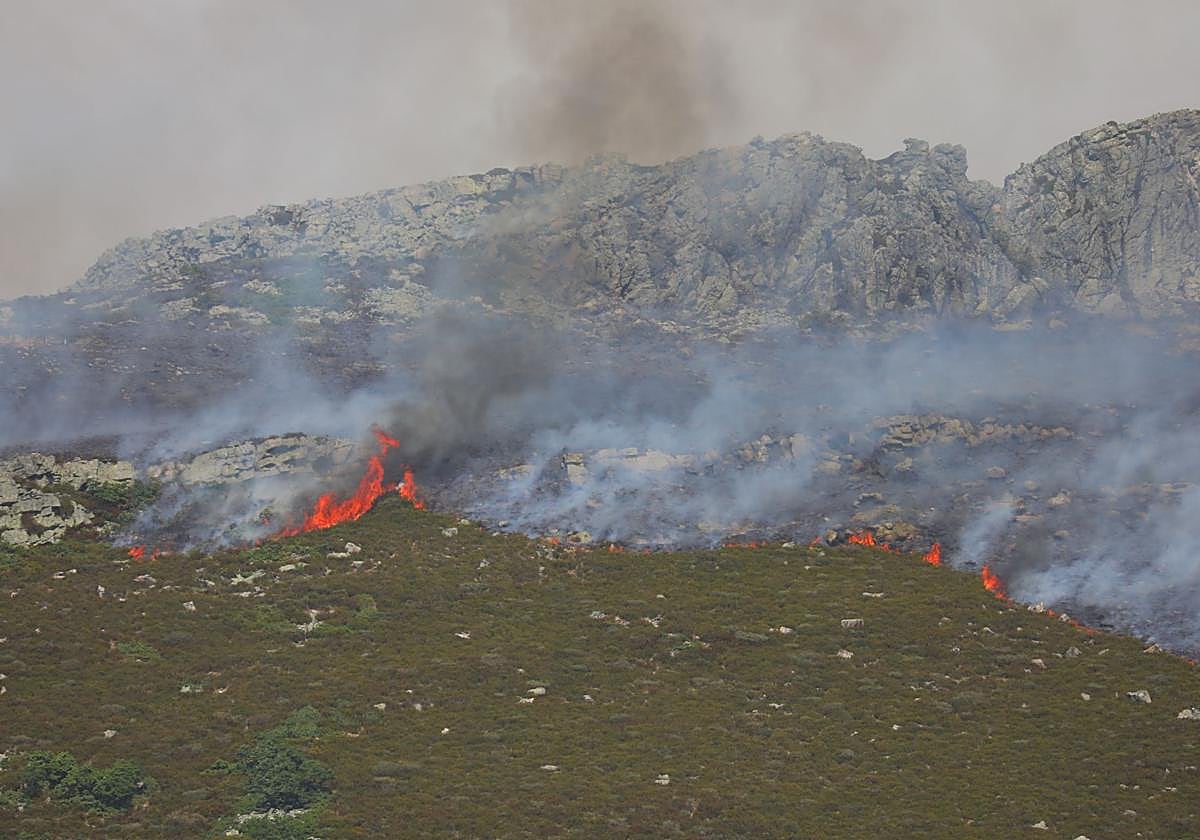 Fuego en la zona de Peña Carazo por el incendio de Resoba.