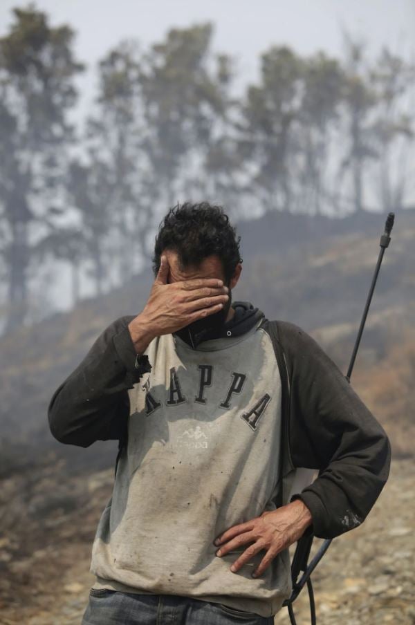 Un voluntario se lamenta de los daños en Palacios de Compludo.