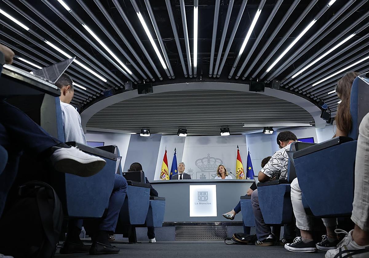 Rueda de prensa posterior al Consejo de Ministros, este martes.