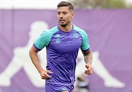Javi Sánchez, durante el entrenamiento del pasado lunes.