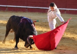 Javier Herrero, durante el festejo de este domingo por la tarde en Cuéllar.