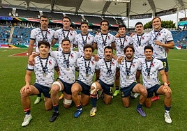 El equipo nacional de rugby 7, en su participación en Los Angeles.