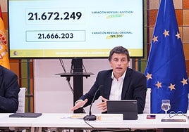 El secretario de Estado de Seguridad Social y Pensiones, Borja Suárez, durante la rueda de prensa.