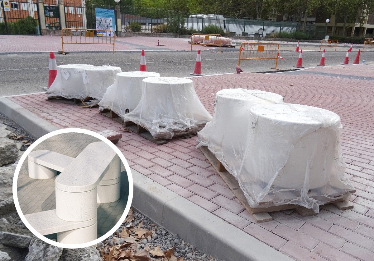 Los soportes de los bancos 'gen' e infografía (en detalle) del catálogo de la distribuidora de dichos elementos.