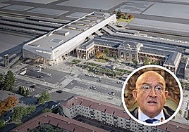 Infografía de la futura estación. En el círculo, el alcalde.