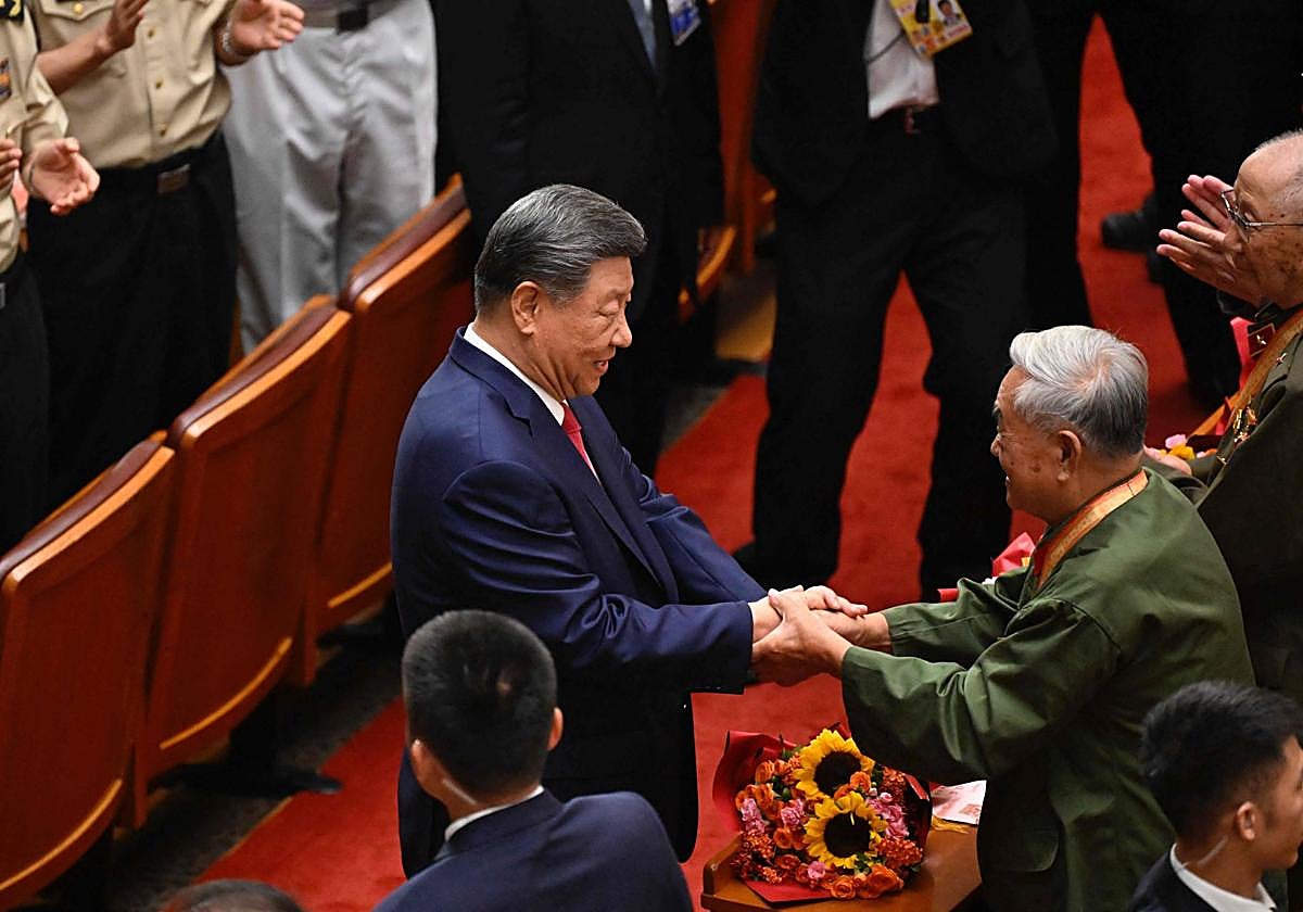 El presidente chino Xi Jinping en un acto antes del desfile militar.