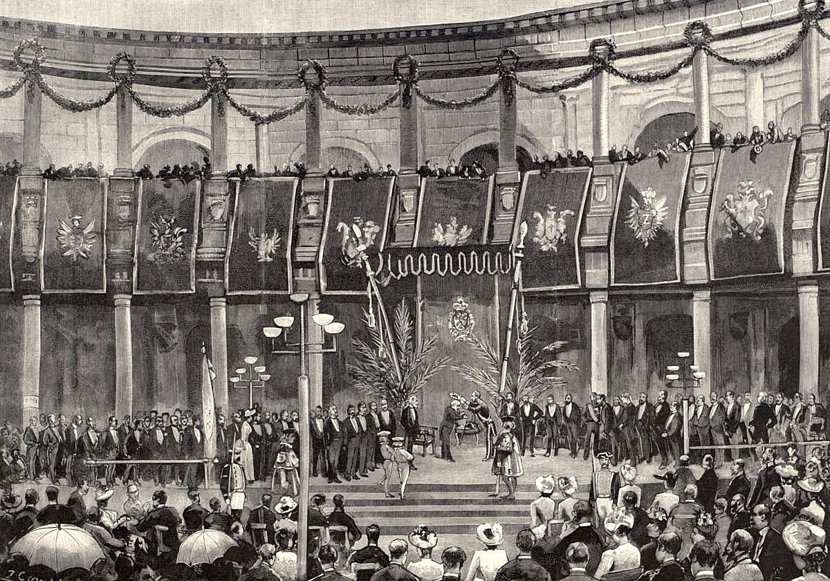 Coronación de Zorrilla como poeta nacional en Granada el 22 de junio de 1889, publicada en 'La Ilustración Española y Americana'.
