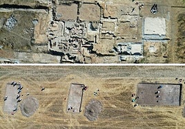 Vista aérea de las excavaciones en Confloenta, en Duratón.