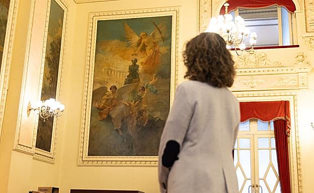 Pintura dedicada a José Zorrilla en el Círculo de Recreo.