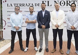 José Anselmo Moreno y Juan Antonio Pardal, de El Norte; Gabriel Solares, Jorge Santiago y Eduardo García, del Real Valladolid