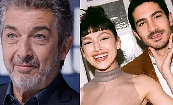 Ricardo Darín, junto con la pareja que ha confirmado su maternidad, Úrsula Corberó y Chino Darín.