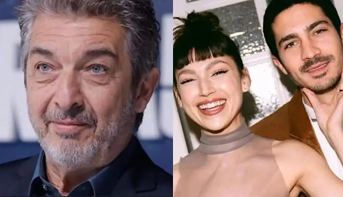 Ricardo Darín, junto con la pareja que ha confirmado su maternidad, Úrsula Corberó y Chino Darín.