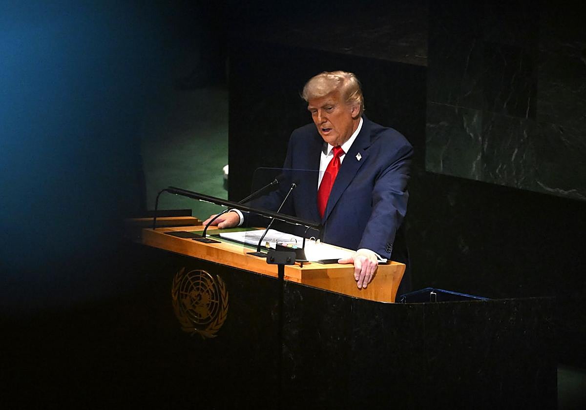 El presidente de EE.UU., Donald Trump, este martes durante su intervención ante la Asamblea General de Naciones Unidas en Nueva York,