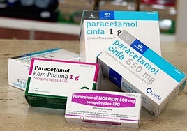 Cajas de paracetamol de diferentes farmacéuticas.