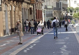 Los peatones caminan por la callle Don Sancho, tras su cierre al tráfico el pasado mes de abril.