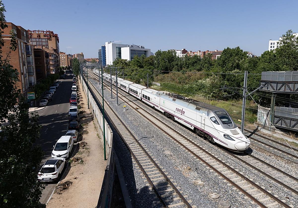 Un tren en las vías a la altura de la calle Hípica.