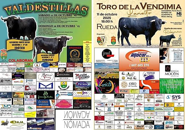 Carteles promocionales de los encierros de Valdestillas y Rueda.
