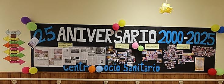 Mural con motivo del 25 aniversario donde se refleja, historia, pasado , valores y presente del Centro Sociosanitario Guardo.