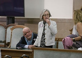 Juan Carlos Rodríguez y Blanca Llamazares, durante la primera sesión del juicio en Bruselas.