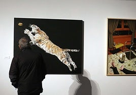 Exposición de obras de una anterior edición del Certamen de Pintura ACOR.