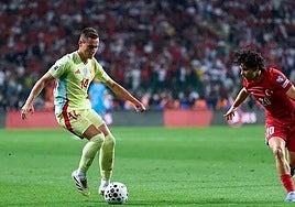 El exblanquivioleta De Frutos, en el encuentro clasificatorio en Turquía el pasado mes de septiembre.