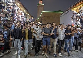 Jóvenes marroquíes en una de las últimas protestas en Rabat.