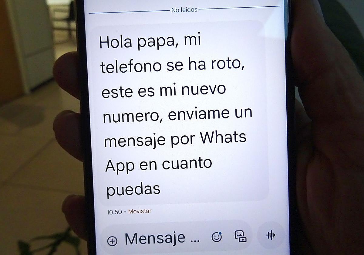Mensaje de la estafa del 'hijo en apuros' que llegó hace unos días a un vallisoletano.