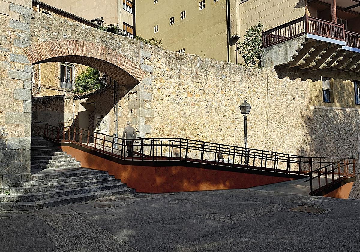Recreación de uno de los tramos de rampa en la puerta de la Luna.
