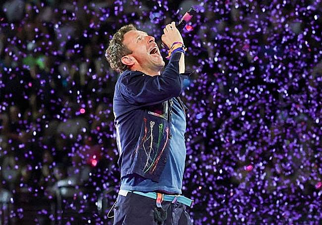 Chris Martin, durante una actuación de Coldplay en Las Vegas, en junio de 2025.