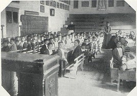 Un comedor escolar de Valladolid en 1912.