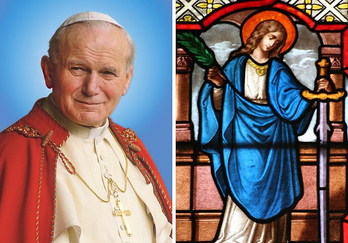 San Juan Pablo II y Santa Córdula de Colonia.