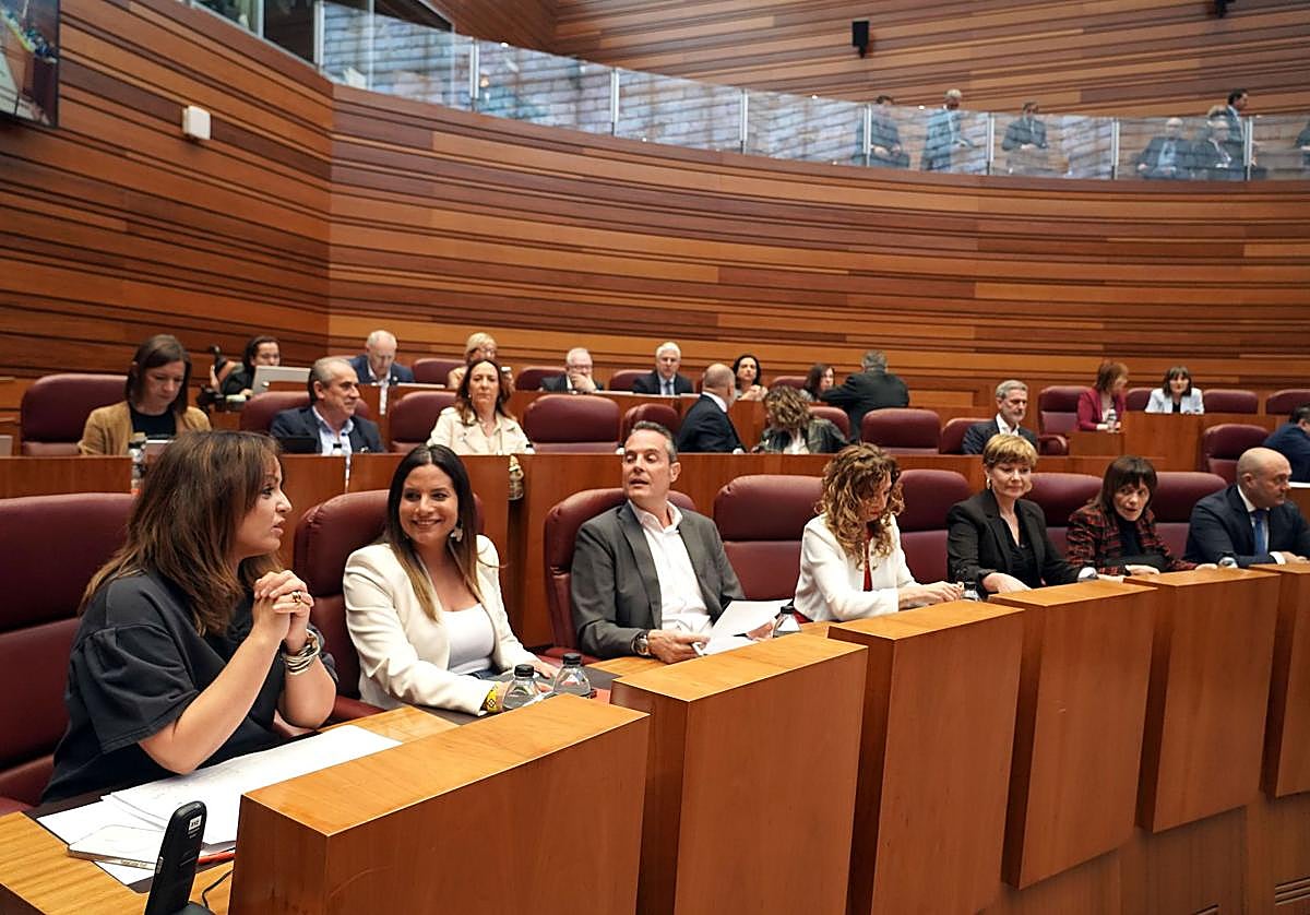 Bancada socialista en el Pleno de las Cortes del 14 de mayo, cuando se produjo el relevo del anterior equipo.