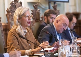 La primera teniente de alcalde, Irene Carvajal, interviene durante el pleno.