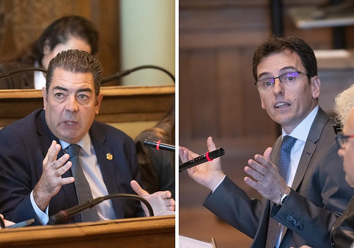 Alberto Gutiérrez Alberca (PP) y Pedro Herrero (PSOE) durante el debate.