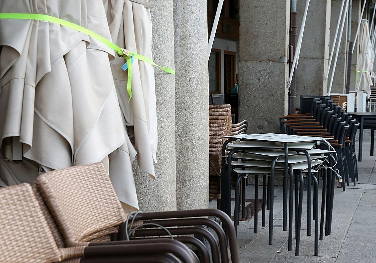 Terrazas apiladas en la Plaza Mayor.