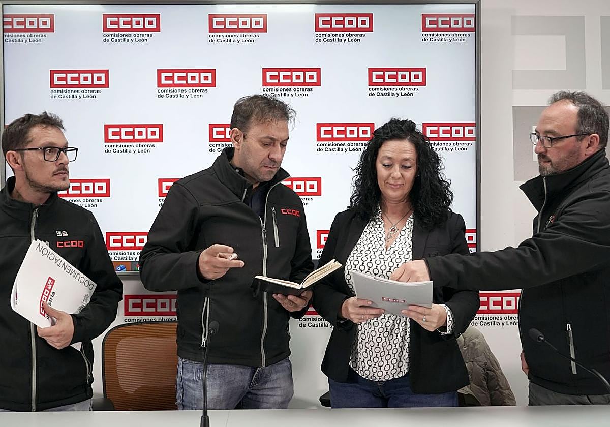 Rueda de prensa de Comisiones Obreras Renault, este miércoles en Valladolid.