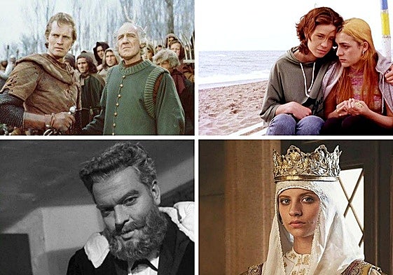 Fotogramas de 'El Cid', 'Hola, ¿estás sola?', 'Mr. Arkadin' e 'Isabel', varias de las películas y series nombradas en el libro 'Un país en la pantalla'.