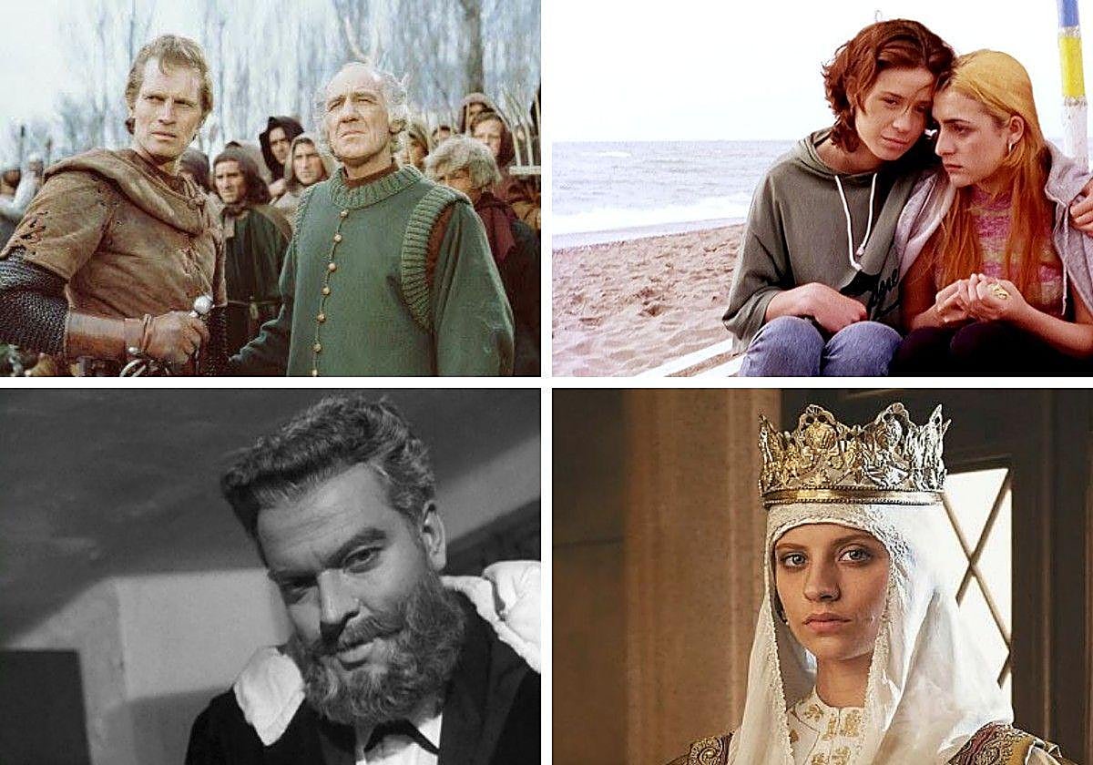 Fotogramas de 'El Cid', 'Hola, ¿estás sola?', 'Mr. Arkadin' e 'Isabel', varias de las películas y series nombradas en el libro 'Un país en la pantalla'.