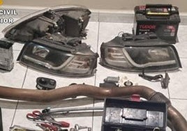 Material intervenido a los detenidos.