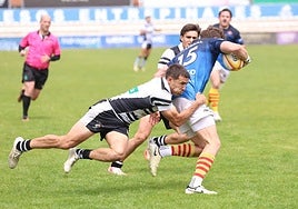Placaje queseto en el partido ante Santboi de la temporada pasada.