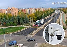 Imágenes captadas por la cámara de tráfico (en detalle) del cruce de la avenida de Segovia con la VA-20, junto al polígono de San Cristóbal.