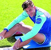 Iván Alejo, durante un entrenamiento en los Anexos esta semana.
