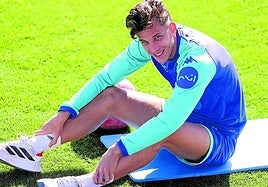 Iván Alejo, durante un entrenamiento en los Anexos esta semana.