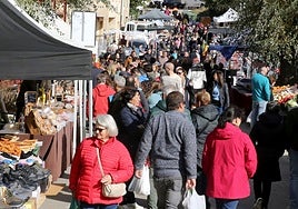 Decenas de personas, este domingo en la Feria de Ganado de Navafría.