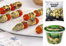 Brochetas de alcachofas.