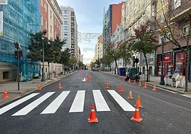 Pintado de la señalización y de los pasos de peatones en la calle Gamazo.