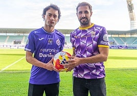 'Apa' y 'Canario', capitanes del Palencia Cristo y Palencia CF, respectivamente, el miércoles en La Balastera.